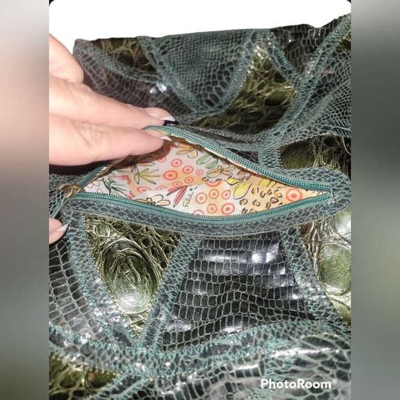 Carlos Falchi For Target Handbag Purse Hobo Bag Faux Snakeskin Collage - Picture 5 of 5